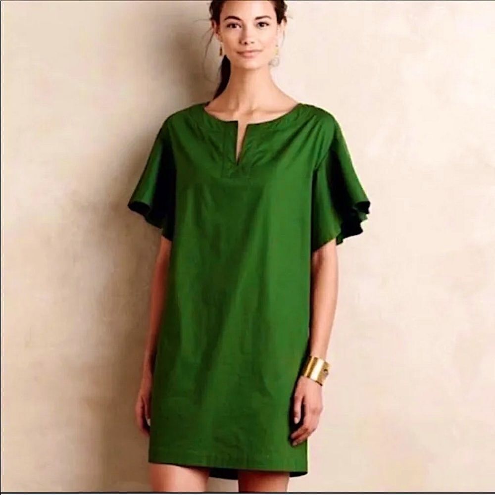 Anthropologie Maeve Bell Flutter Sleeve Cotton Dress